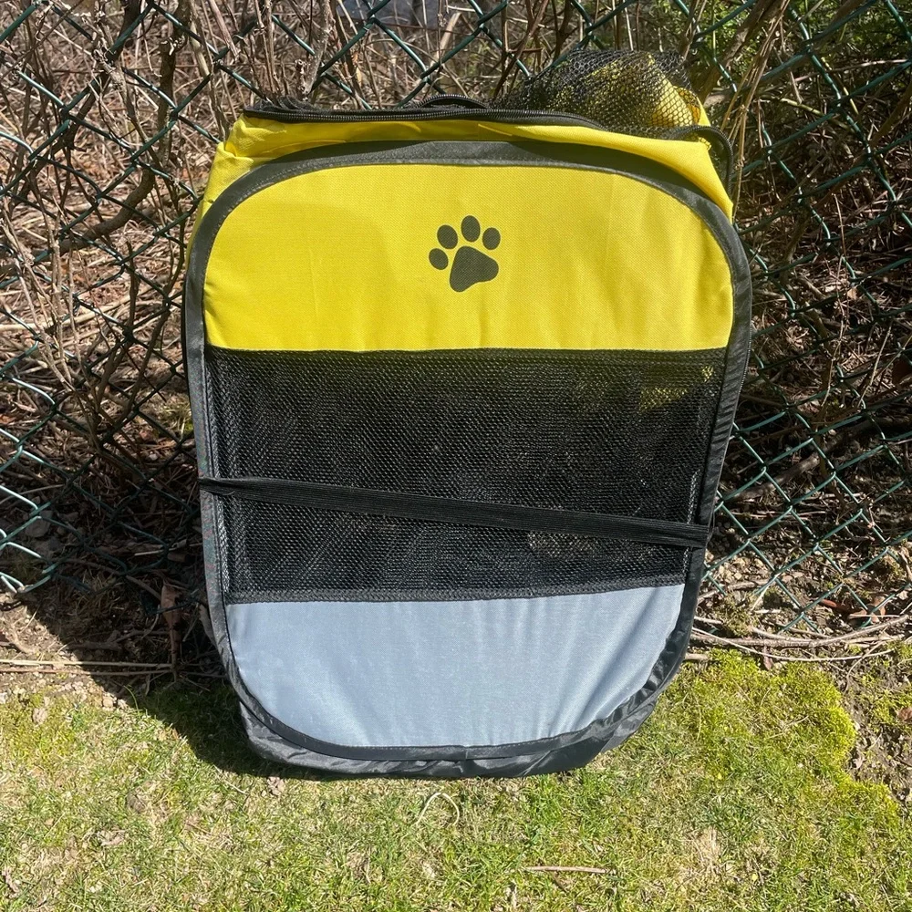 Yellow and Black Collapsable Puppy Playpen